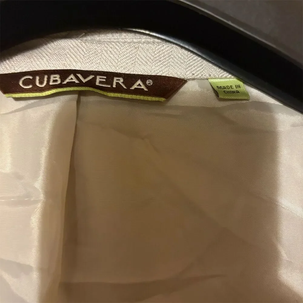 Cubavera Men's Cream Blazer Jacket 50 R Embroidered Button-Up Casual